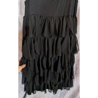 Alfani Petite Black Tiered Ruffle Sleeveless Dress Size Small Petite