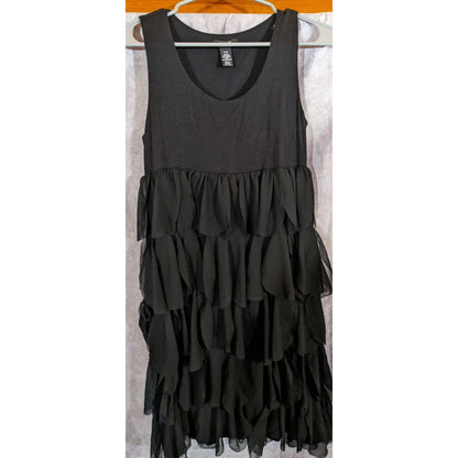 Alfani Petite Black Tiered Ruffle Sleeveless Dress Size Small Petite