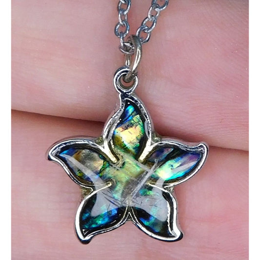 Dainty Abalone Shell Flower Pendant Necklace