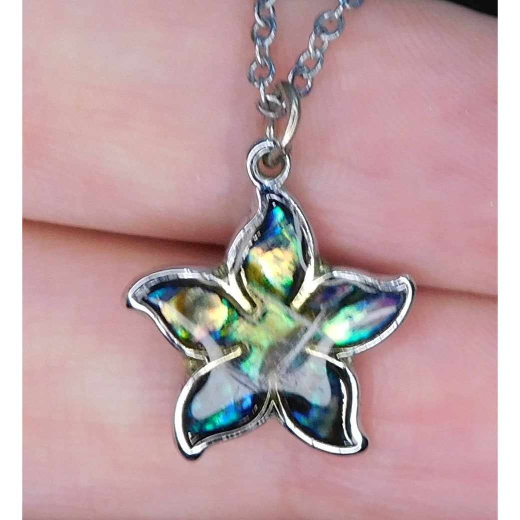 Dainty Abalone Shell Flower Pendant Necklace