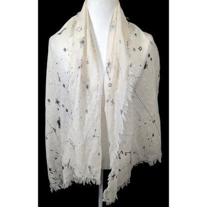Celestial Star Constellation Print White Scarf