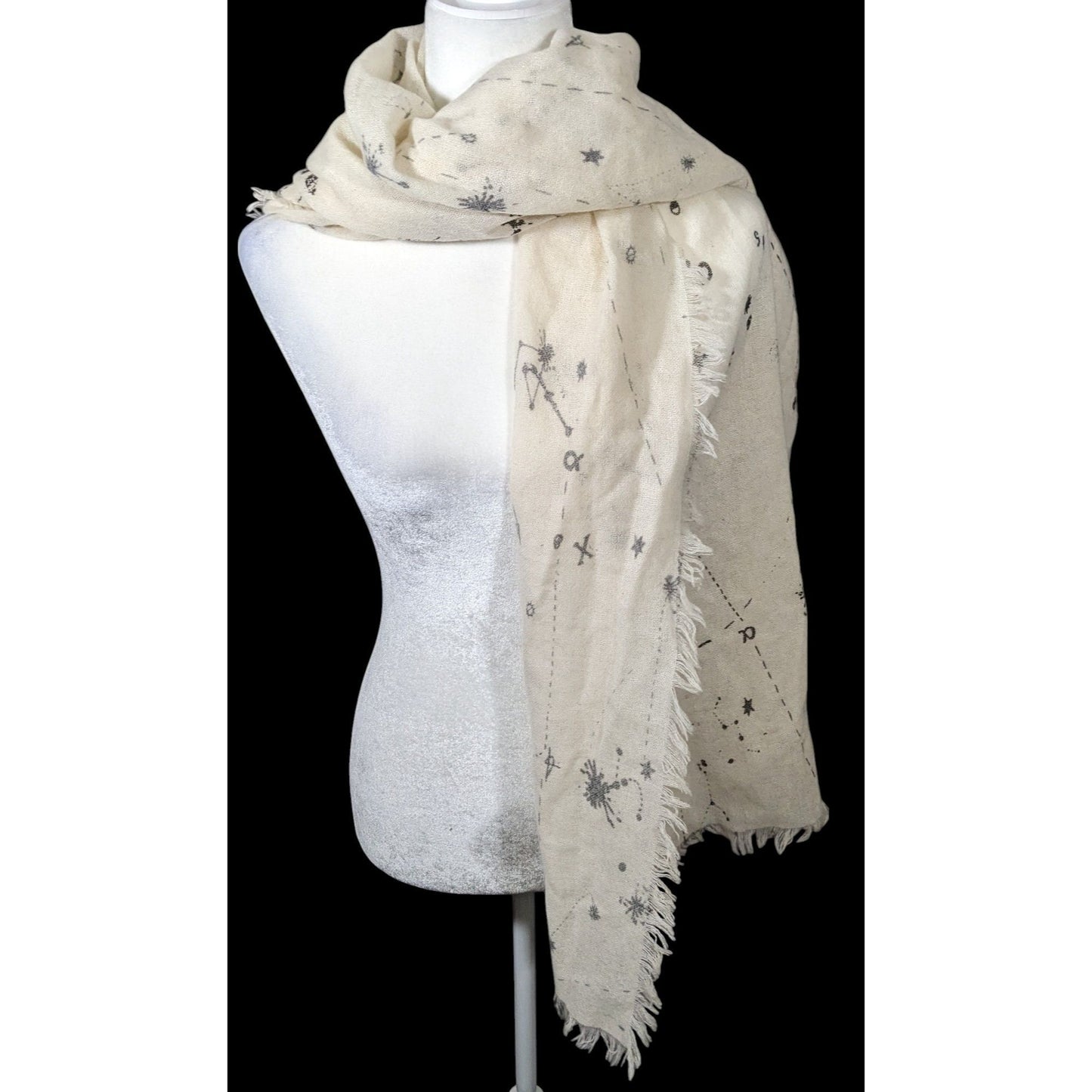 Celestial Star Constellation Print White Scarf