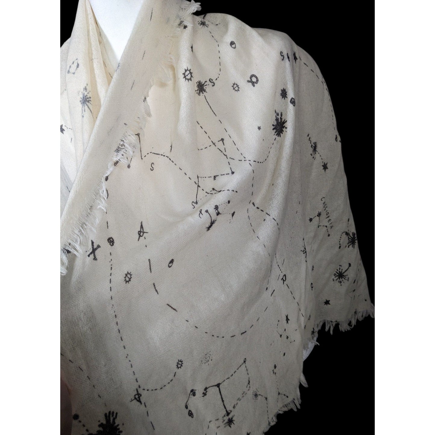 Celestial Star Constellation Print White Scarf