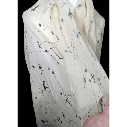 Celestial Star Constellation Print White Scarf