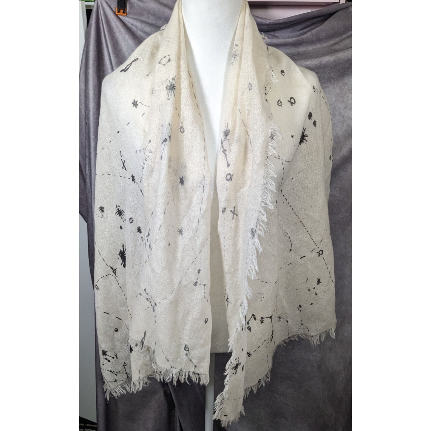 Celestial Star Constellation Print White Scarf