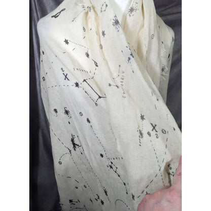 Celestial Star Constellation Print White Scarf