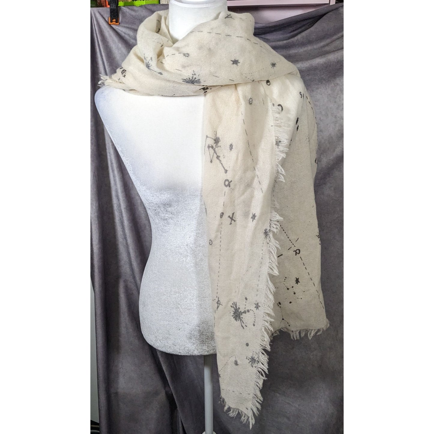 Celestial Star Constellation Print White Scarf