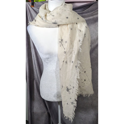 Celestial Star Constellation Print White Scarf