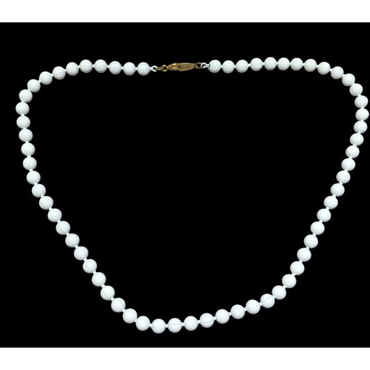 Vintage Oops A Daisy White Hollow Metal Beaded Necklace