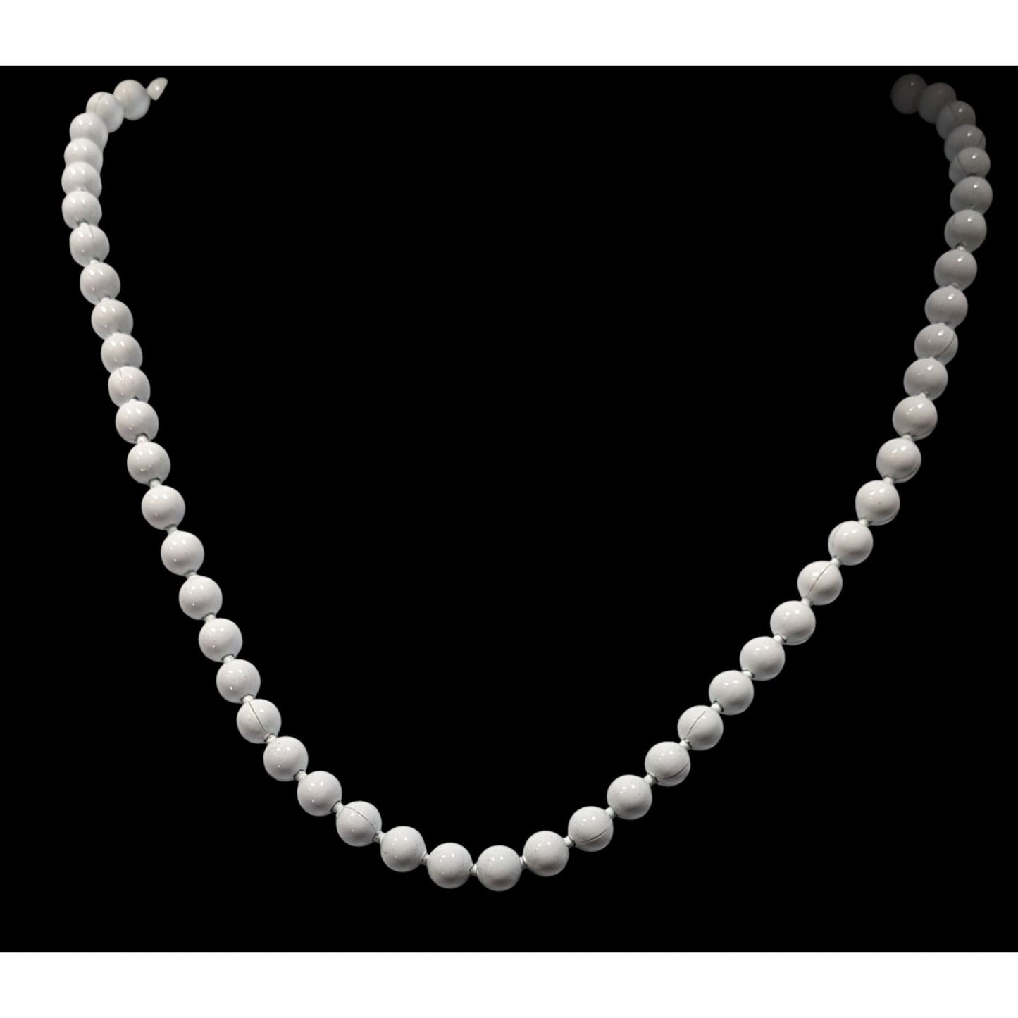 Vintage Oops A Daisy White Hollow Metal Beaded Necklace