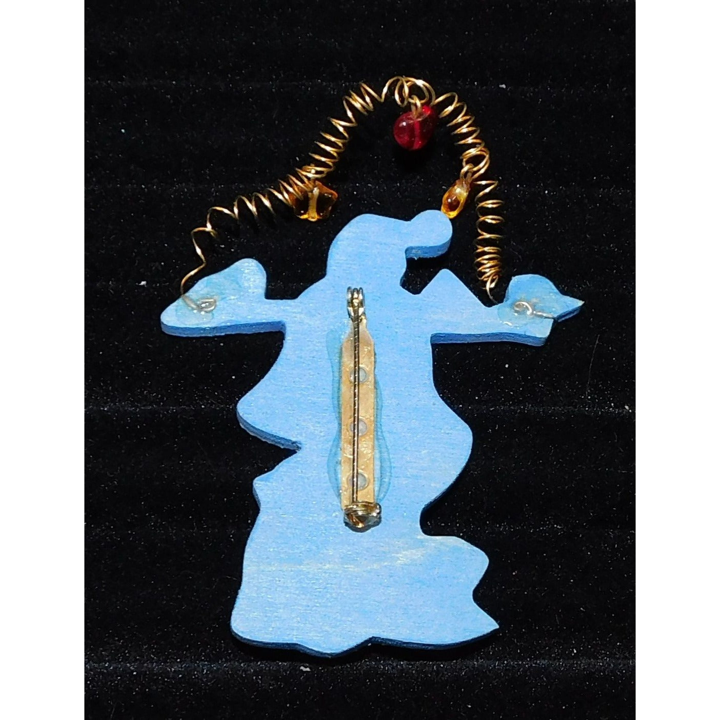 Handmade Vintage Rustic Wooden Snowman Brooch