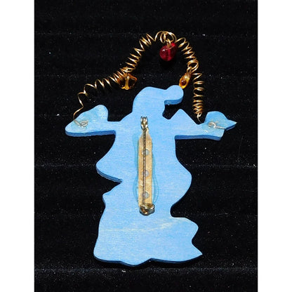 Handmade Vintage Rustic Wooden Snowman Brooch