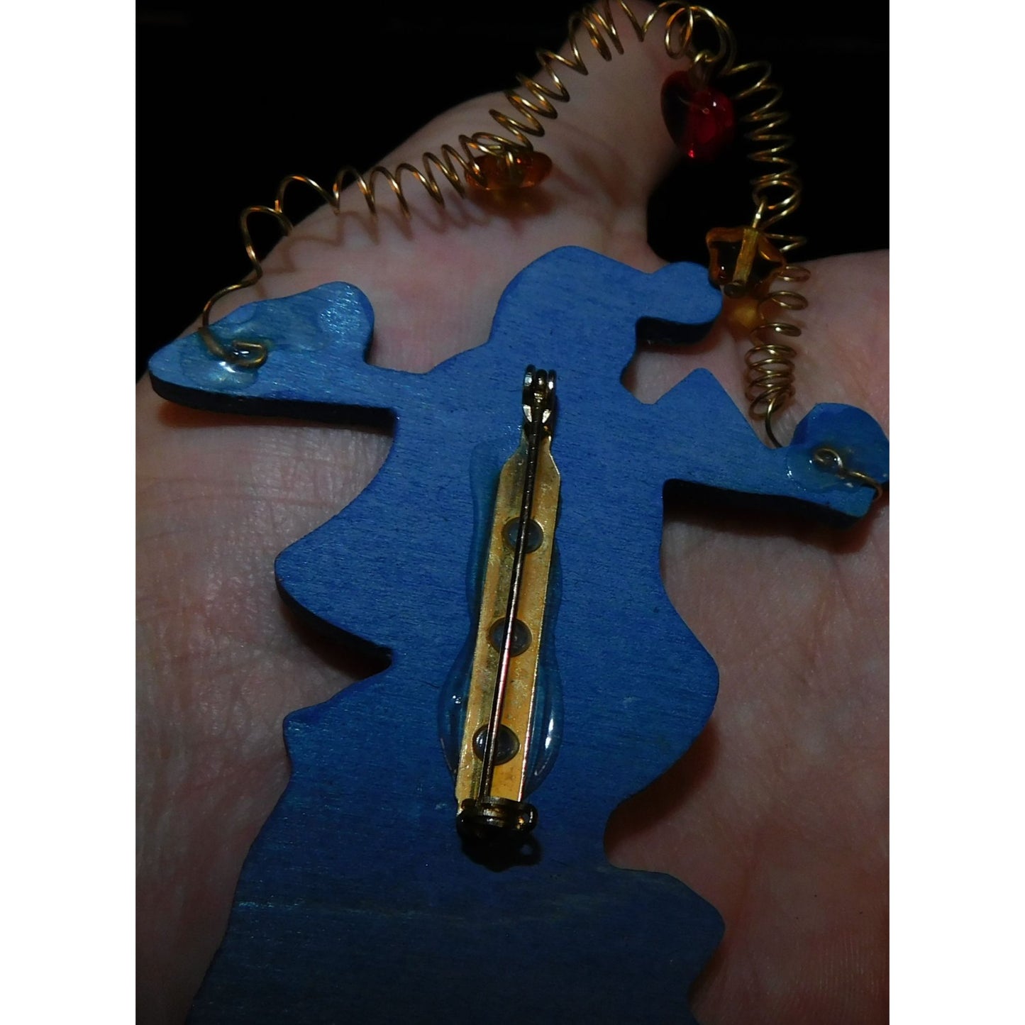 Handmade Vintage Rustic Wooden Snowman Brooch