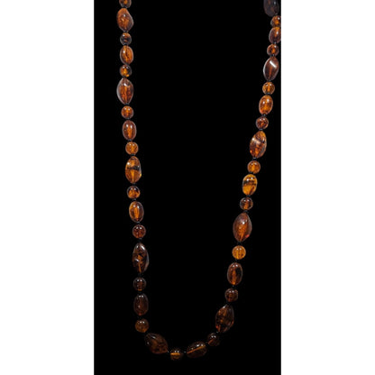 Retro Faux Amber Acrylic Beaded  Necklace