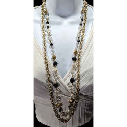Vintage Glam Multilayer Chain Beaded Statement Necklace