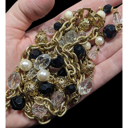 Vintage Glam Multilayer Chain Beaded Statement Necklace