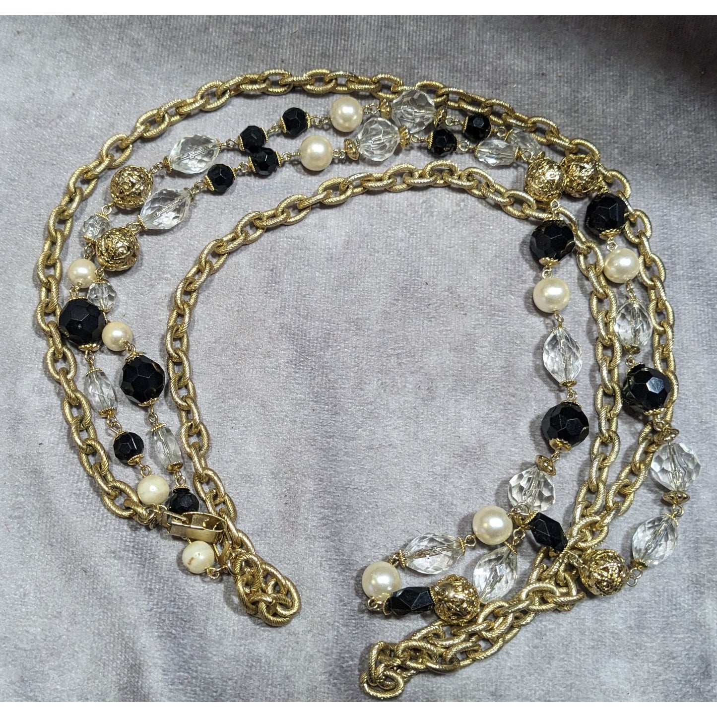 Vintage Glam Multilayer Chain Beaded Statement Necklace