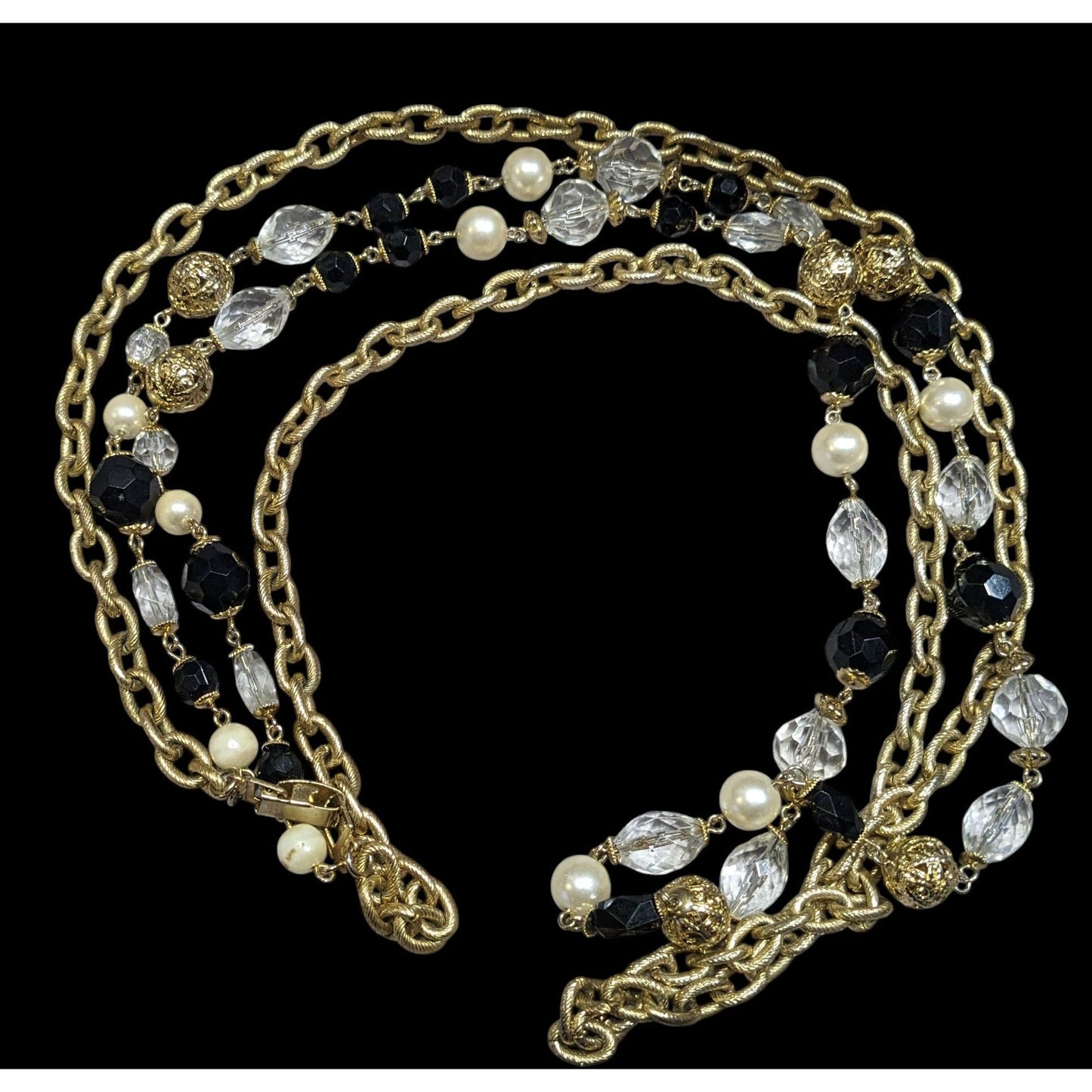 Vintage Glam Multilayer Chain Beaded Statement Necklace