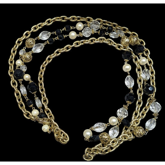 Vintage Glam Multilayer Chain Beaded Statement Necklace