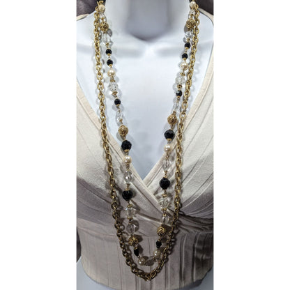Vintage Glam Multilayer Chain Beaded Statement Necklace
