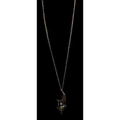 Vintage Celestial Witchy Moon Star Discovery of California Gold Necklace