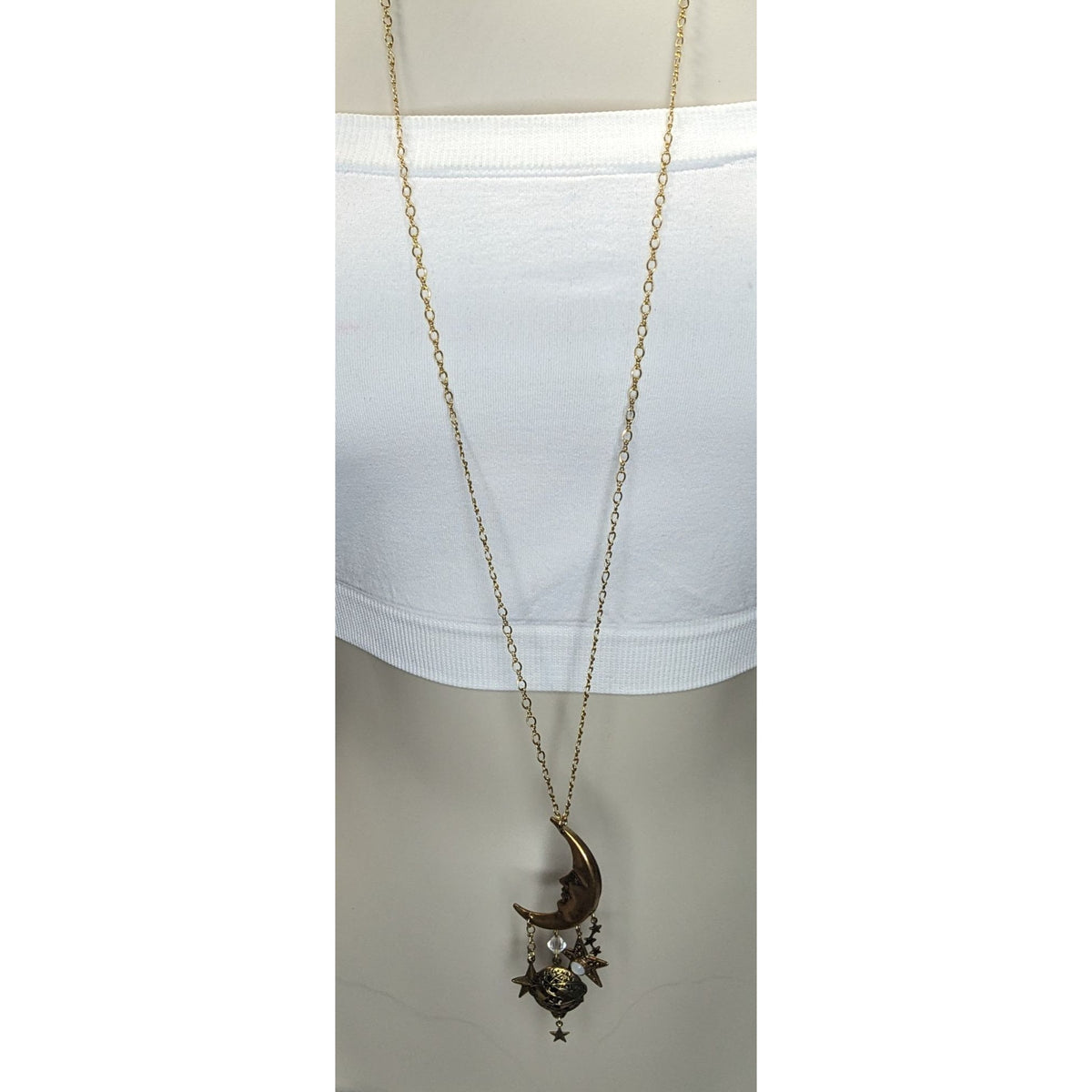 Vintage Celestial Witchy Moon Star Discovery of California Gold Necklace
