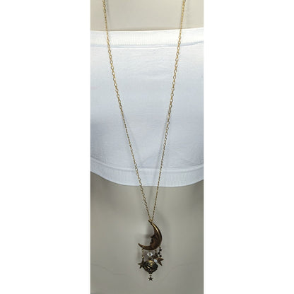 Vintage Celestial Witchy Moon Star Discovery of California Gold Necklace