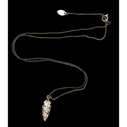 Delicate Textured Arrowhead Pendant Necklace On Gold Tone Chain