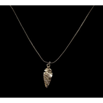 Delicate Textured Arrowhead Pendant Necklace On Gold Tone Chain