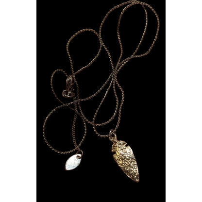 Delicate Textured Arrowhead Pendant Necklace On Gold Tone Chain