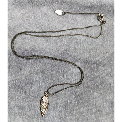 Delicate Textured Arrowhead Pendant Necklace On Gold Tone Chain