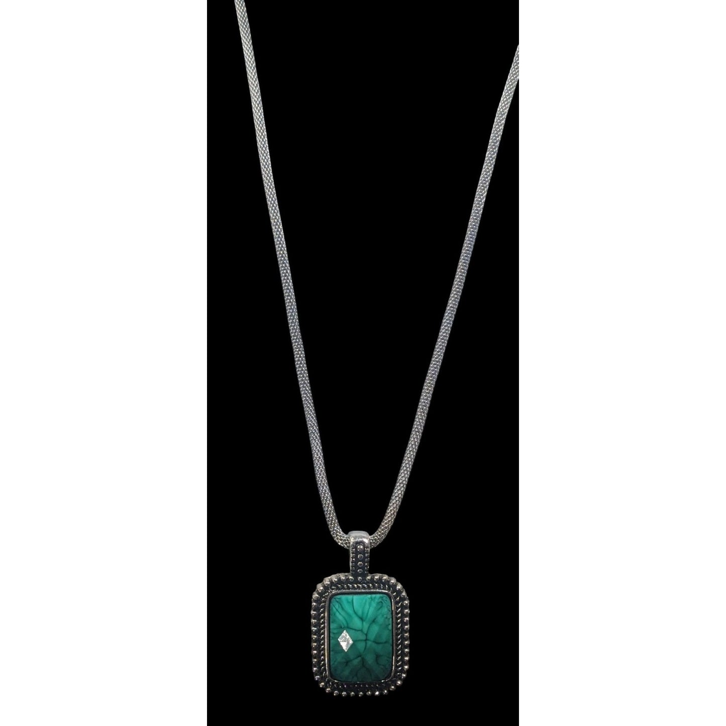 Funky Faceted Turquoise Tone Pendant Necklace