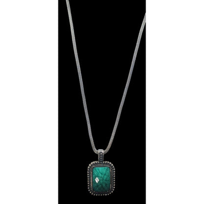 Funky Faceted Turquoise Tone Pendant Necklace