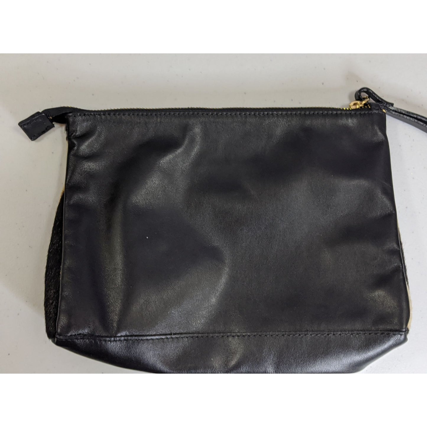 Vintage Cavalcanti Genuine Leather/Fur Zebra Print Wristlet Italian-Made Black & Brown