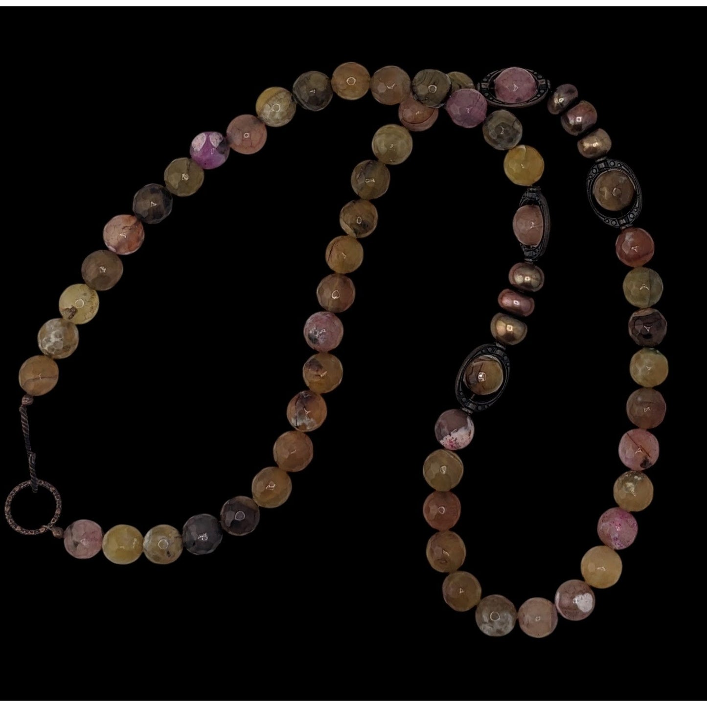 Vintage Handmade Mixed Tourmaline Necklace Watermelon Tourmaline Freshwater Pearl Beaded