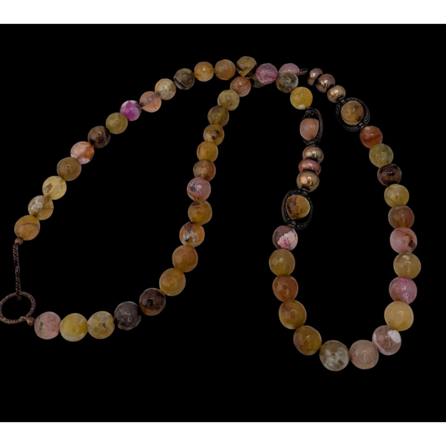 Vintage Handmade Mixed Tourmaline Necklace Watermelon Tourmaline Freshwater Pearl Beaded