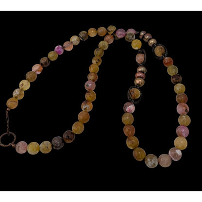 Vintage Handmade Mixed Tourmaline Necklace Watermelon Tourmaline Freshwater Pearl Beaded