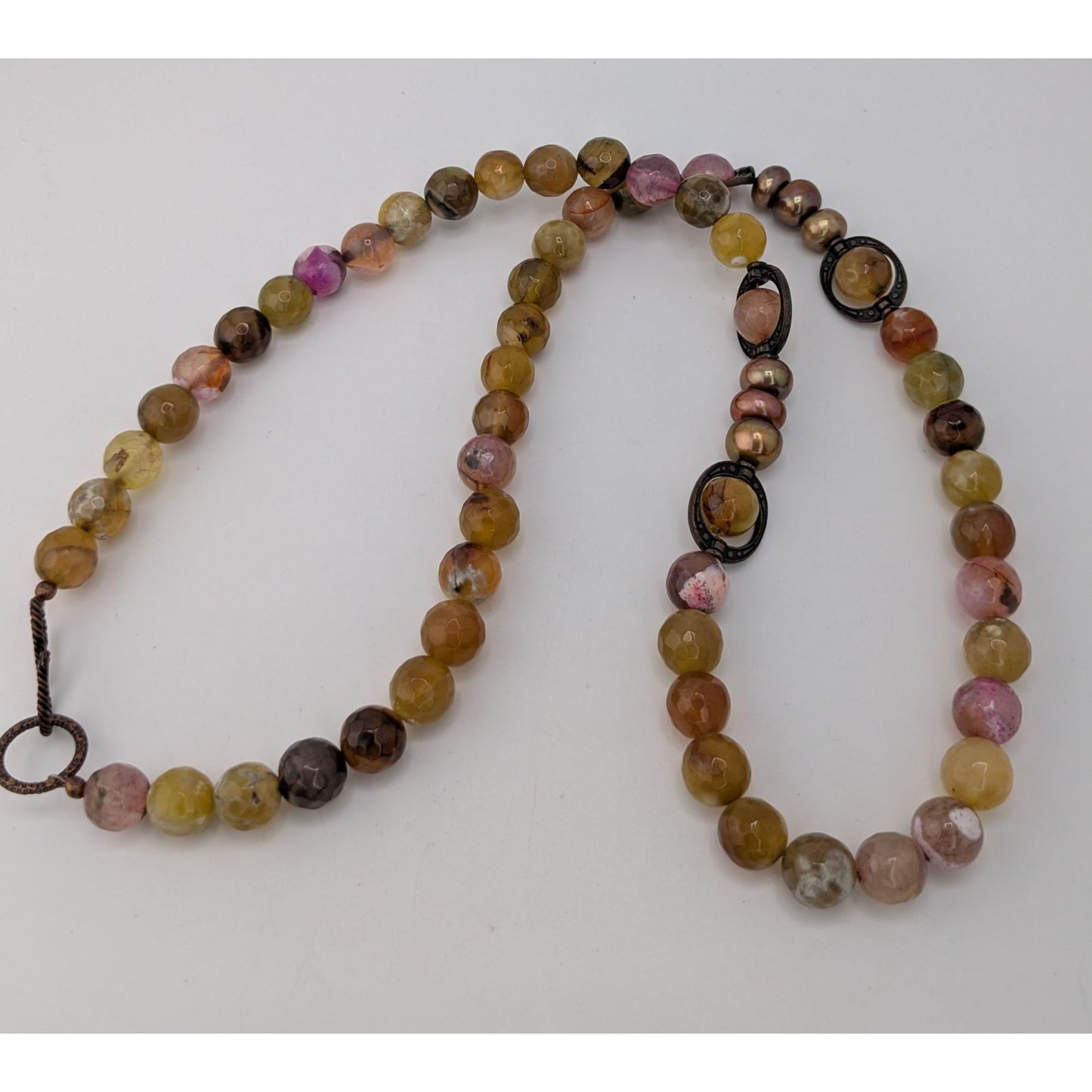Vintage Handmade Mixed Tourmaline Necklace Watermelon Tourmaline Freshwater Pearl Beaded