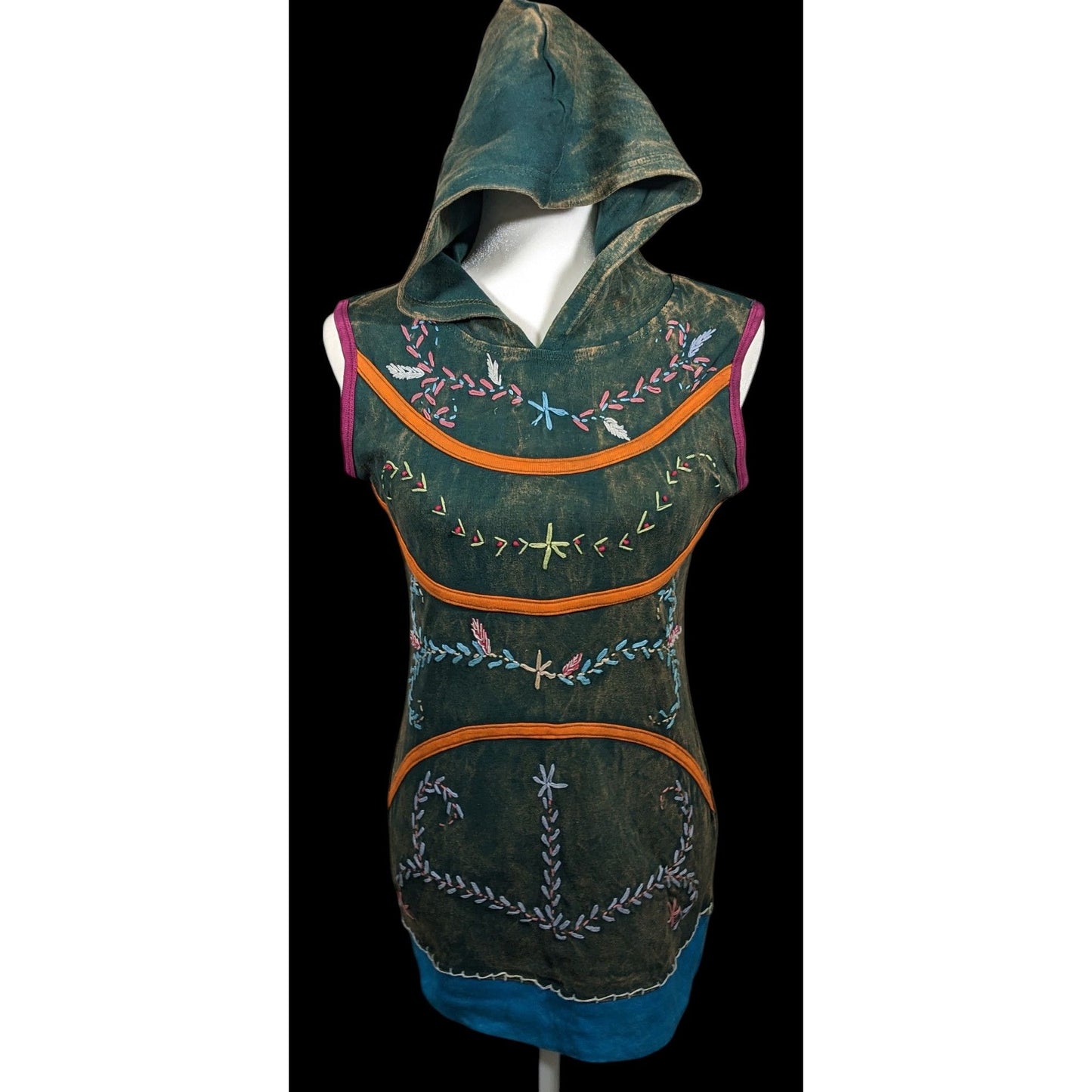 KPC Cosplay Elf Floral Hooded Mini Dress Size Small