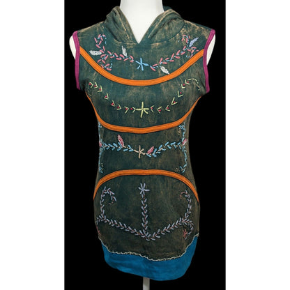 KPC Cosplay Elf Floral Hooded Mini Dress Size Small