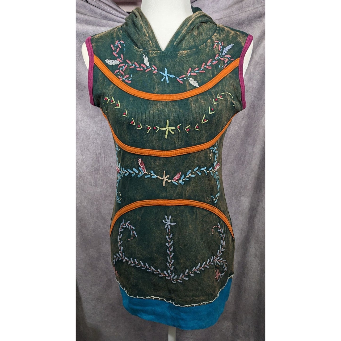 KPC Cosplay Elf Floral Hooded Mini Dress Size Small