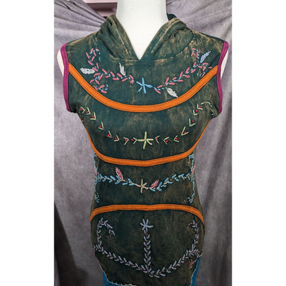 KPC Cosplay Elf Floral Hooded Mini Dress Size Small