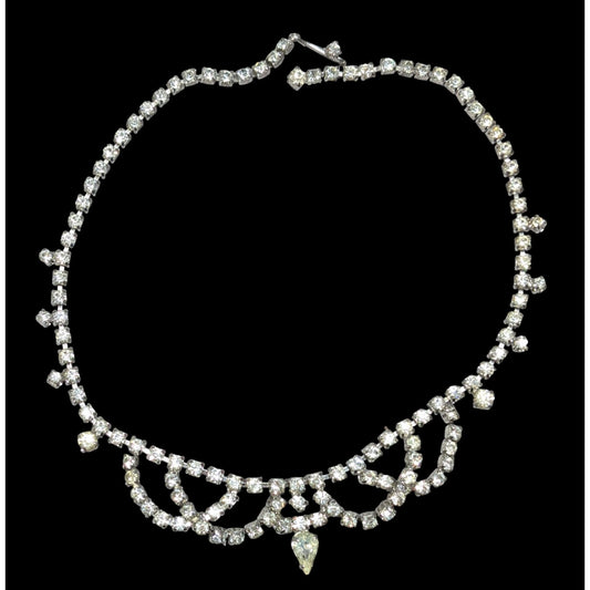 Vintage Bridal Princess Clear Rhinestone Necklace
