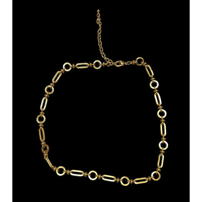 Retro Glam Textured Gold Link Necklace