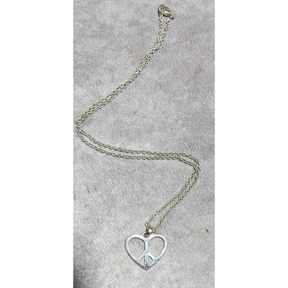 Silver Peace Heart Necklace