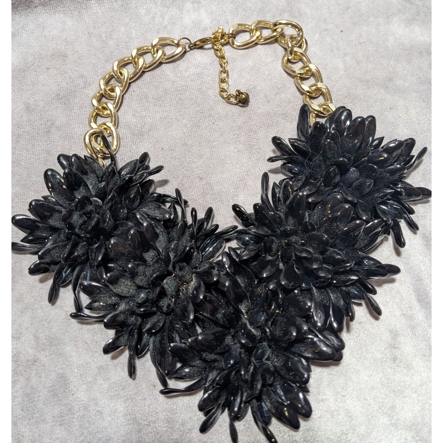 Chunky Black Floral Necklace