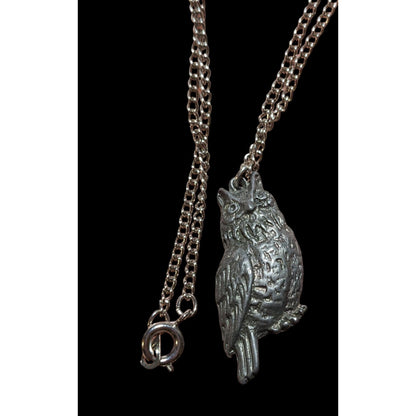 Vintage Minimalist Silver Owl Pendant Necklace