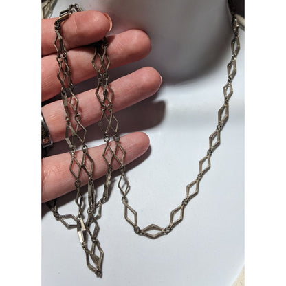 Vintage Silver Diamond Link Chain Necklace