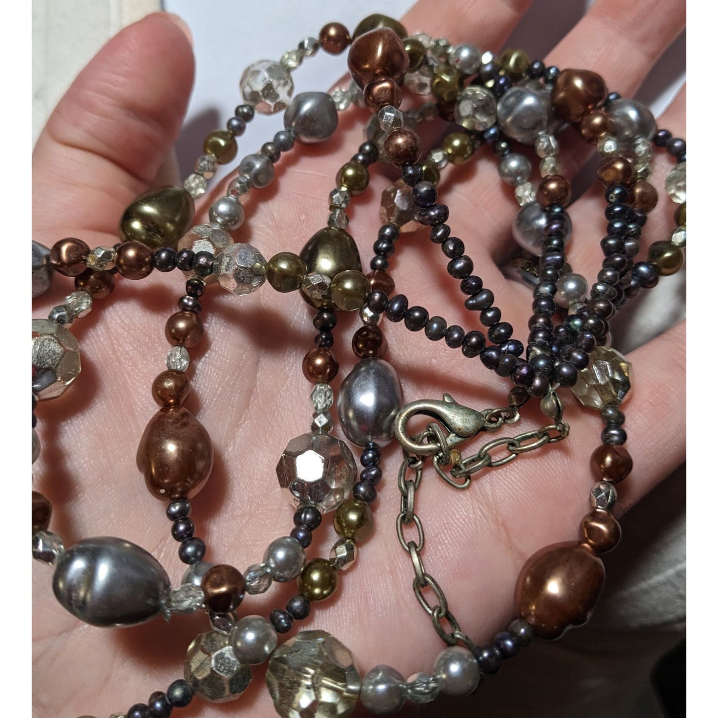 Metallic Multilayer Glam Beaded Necklace