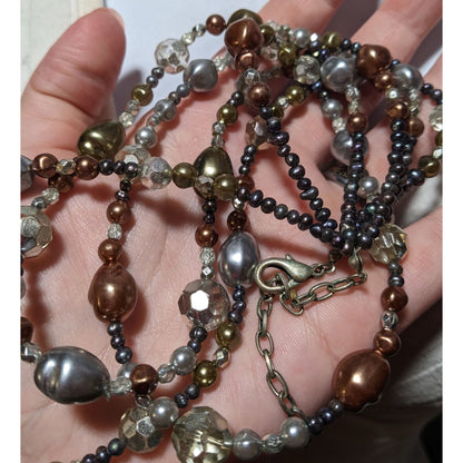 Metallic Multilayer Glam Beaded Necklace